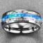 8mm Men Black Stainless Steel Ring Carbide & Abalone Shell Inlay Ring Wedding Band Fashion Men Accessories