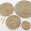 Natural Rattan Round Water Hyacinth Placemat Braided Straw Customized Table Mat