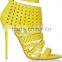 Girls latest elegant yellow peep toe heels ankle straps high heels sandals women