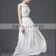 2016 new waist embellished lace inset swing long white dress