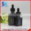 Free Sample 30ml Matte Black Rectangular Glass e Liquid Dropper Bottle With Glass Pipette