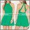 2016 China supplier OEM fashionable halter pleated woven mini dress