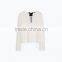 Openwork top Back band Long sleeves crochet knit pullover women