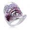 Fashion Multi-Color Austrian Crystal 18k Gold GP Petal Ring