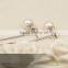 925 Sterling Silver fashion Seashell Pearl Anti allergy Line Threader Earrings