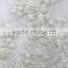 high quality Ivory tulle beaded lace fabric wholesale /hand beaded embroidery lace for evening dress