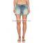 2015 fade distressed whiskered rolled up skinny women jeans shorts JXQ1012