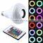 Remote control wireless bluetooth stereo audio speaker colored LED light bulb