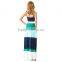 splicing SLING DRESS big swing color striped long skirt