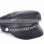Men's / Women's Real Sheepskin Leather Black Beret Flat Top/Cap Hat /Hip-hop hat