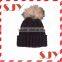 Women Real Raccoon Fur Ball Knitted Beanie Hat