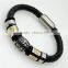 Cool Mens Jewelry Vinatge Charm Bangle Magnetic Clasp Stainless Steel Wrap Leather Cuff Bracelet