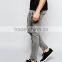 High quality distressed grey man denim skinny jeans pant ripped skinny jeans production line(LOTA003)