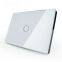 US  standard DC12V/AC250V one gang one way White Crystal glass panel touch light switch