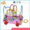 wholesale durable in use wooden beaded pull car toy for children pretty and colorful wooden beaded pull car toy W11B013
