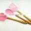 32016 Kitchen Utensils 3pcs silicone tools with bamboo handle