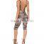 Scoop Neck Camouflage Backless Knee Length Tights Gym Walking Running Sports Suits Sexy Bodycon Jumpsuit Rompers For Women