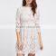 High Design Elegant 3/4 Length Sleeve Lace Overlay High Waist Dress