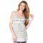 OEM sleeveless plus size stripe pregnant t shirt wholesale maternity clothing