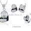 CZ Studded Heart with Silver plated Pendantset