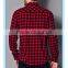 Custom plain plaid shirts,western red plaid cotton shirts for men