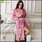 Dress designs ladies' long sleeve pajamas polyester coral fleece bathrobe embroidered robe