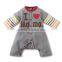 2016 autumn sweet heart colorful stripes long sleeve babysuits