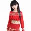 girl's KID's Children Belly Dance top dance Costume beads coins top Shining chiffon latest Long sleeve top