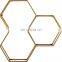 Top 1 Nordic Rivet Modern Hexagon Honeycomb Floating Wall Shelf Unit with Glass Shelves Metal Wall Hanging Shelf For Home Decor