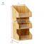 Coffee Condiment Tea Bag  Caddy Organizer 3-tier Bamboo Desktop Organizer Office Storage Display Rack