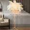 Nordic Luxury Standing Lights For Bedroom Living Room Resin Copper Feather Floor LED Lamp