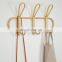 Hot Sale Rustic Rattan Hooks Wall Hanger, Wall Mounted Clothes Hanger with Ratan Hooks Coat Rack Wholesale