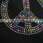 New Stylish Marked Crystal Peace Sign Hobo Hippie Sling Bag Crossbody Canvas Hippie Bag