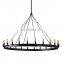 Industrial Design Classic Black Circular LED Chandelier Double-Layer Decorative Suspended Light for Hotel Villa Restaurant