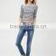 slim fitness soft navy blue cotton blend new design khaki custom denim jeans for women
