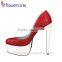 Leather material Custom design fetish platform shoes very high heels