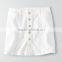 White Cotton Denim Ladies Button Down Short Jean Skirts