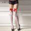 sexy cute over the knee socks red white bowknot women young girls socks cheap