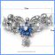 Wholesale 925 Sterling Silver Micro Pave Zircon Royal Blue Crystal Flower Pendant Connector Clasp For Pearl Necklace SC-CZ023