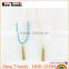 2016 handmade blue and white turquoise bead tassel chain necklace