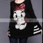 2016 Spring New Latest Fashion Design Plus Size Loose Style Long Sleeve Black Women Long Tops