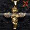 Hip Hop Sterling Stainless Steel 316L Mini Stardust Angel Lab Pendant Yellow Gold Finish