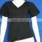 100% Cotton black v neck ladies tee shirt