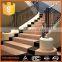 High class apartment design natual beige stone balustrade for stairs