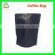 High Barrier Stand Up Foil Coffee Bags Pouches w/ Valve, Matte Black