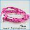 Wholesale fashion nylon rope silver anchor bracelet