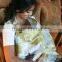 Cotton Plain Beige Flower Print Simplicity Breastfeeding Baby Blanket Poncho