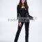 High quality black latex zipper front long romper sex sexy catwoman costume lingerie with tail