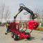 3 tons log trailer with crane/logger crane with CE certificate