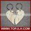 Hot selling sublimation couple lovers' MDF half heart keychain